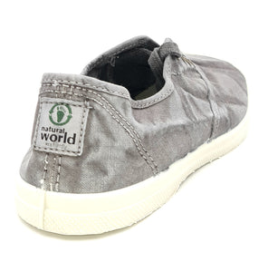 NATURAL WORLD Sneakers senza lacci tessuto lavato used grigio T15