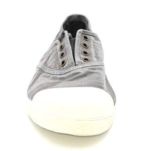 NATURAL WORLD Sneakers senza lacci tessuto lavato used grigio T15