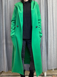 TENSIONE IN | Cappotto lana cappuccio verde