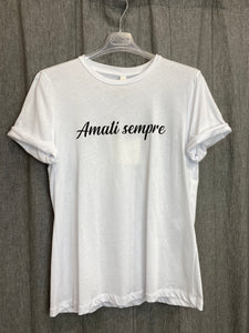 TENSIONE IN | T-shirt bianca stampa AMATI